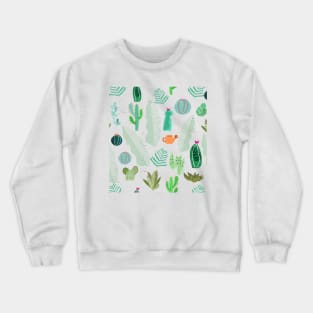 Cactus and flowers tropical pattern Crewneck Sweatshirt